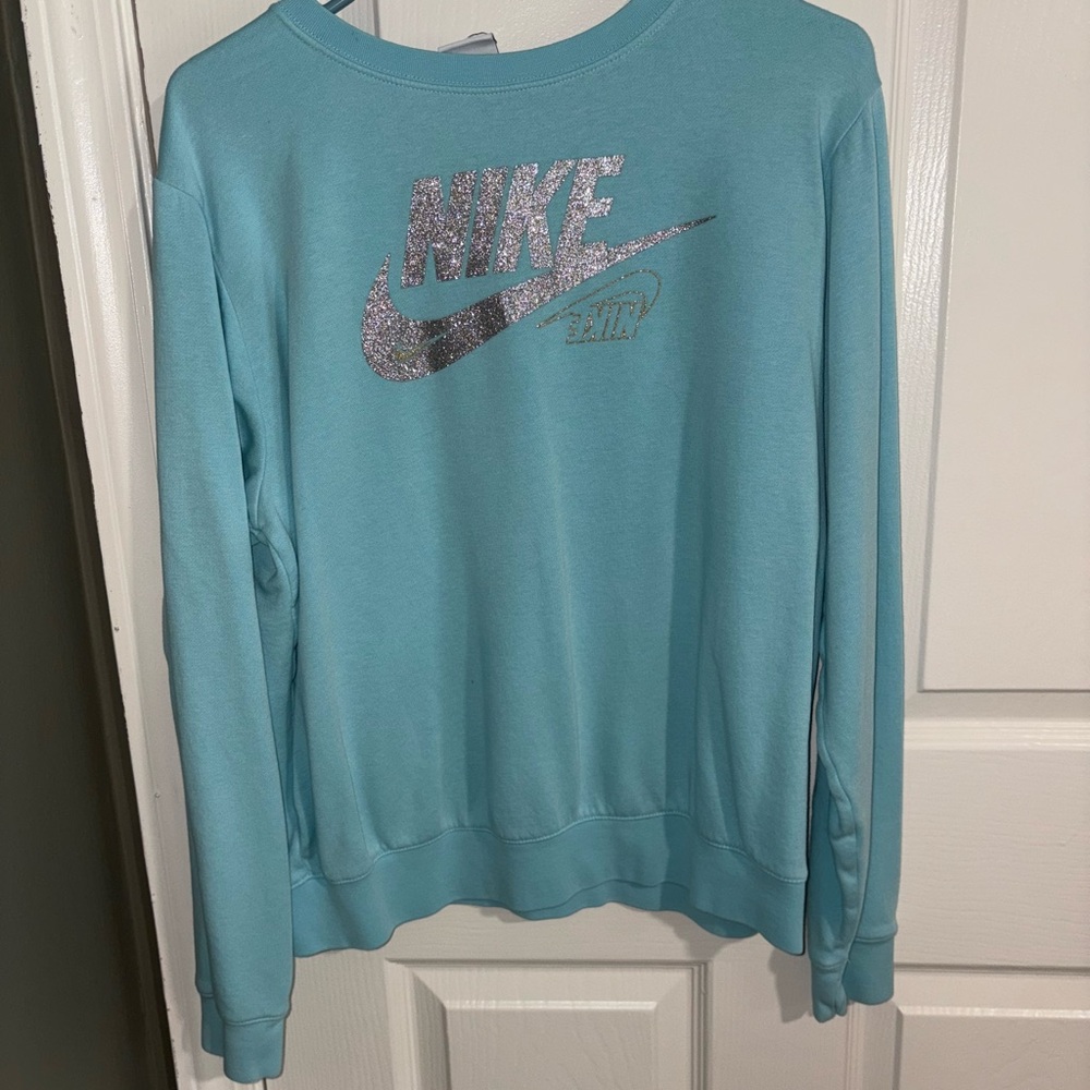 Nike Women's Light Blue Crew Neck Sweater